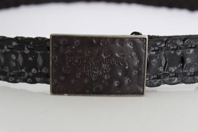 Black Leather Casual Logo Buckle Belt