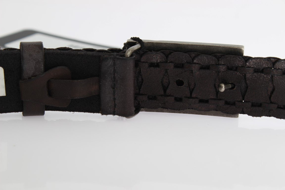 Black Leather Casual Logo Buckle Belt