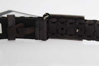 Black Leather Casual Logo Buckle Belt