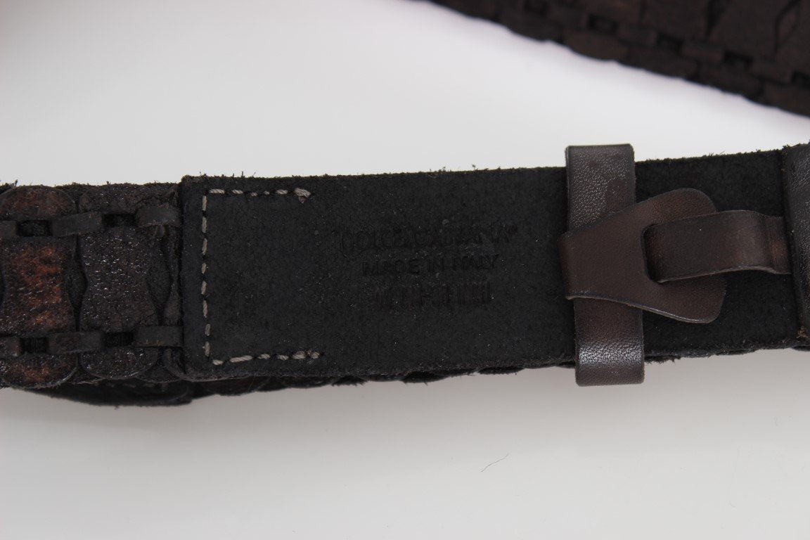 Black Leather Casual Logo Buckle Belt