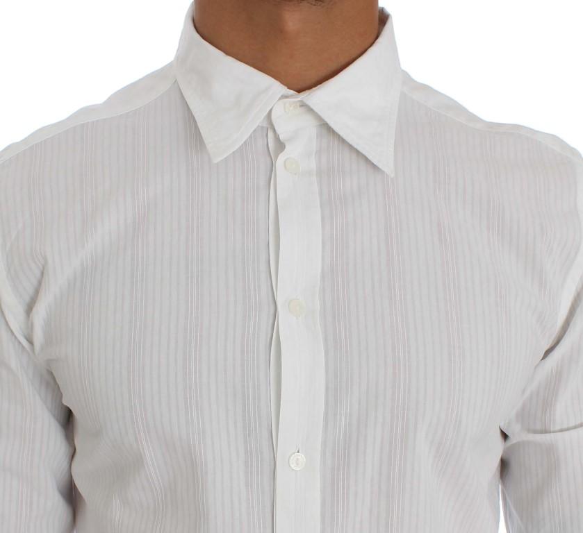 White Cotton Dress GOLD Slim Fit Shirt