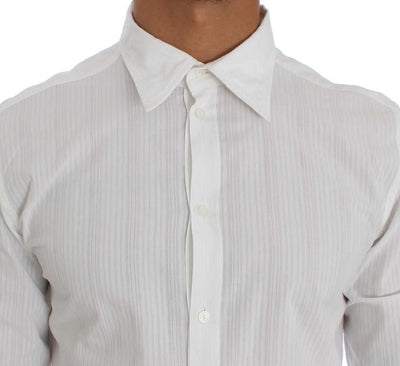 White Cotton Dress GOLD Slim Fit Shirt