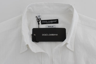 White Cotton Dress GOLD Slim Fit Shirt
