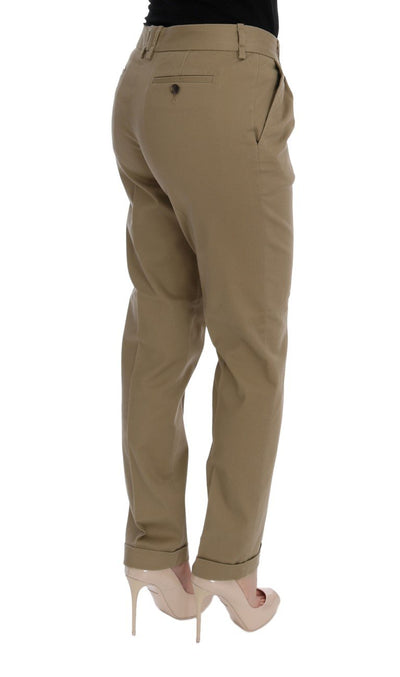 Beige Solid Pattern Casual Pants