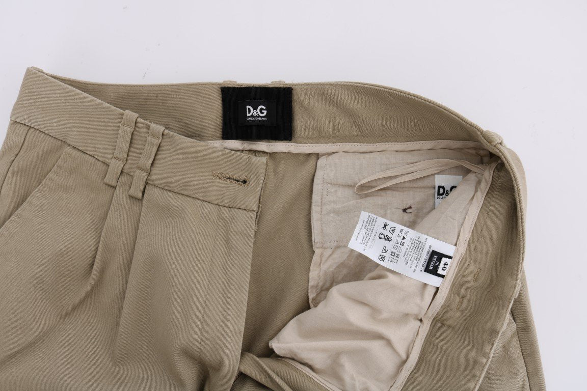 Beige Solid Pattern Casual Pants