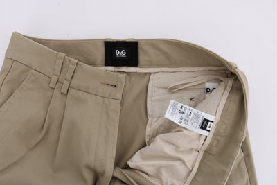 Beige Solid Pattern Casual Pants