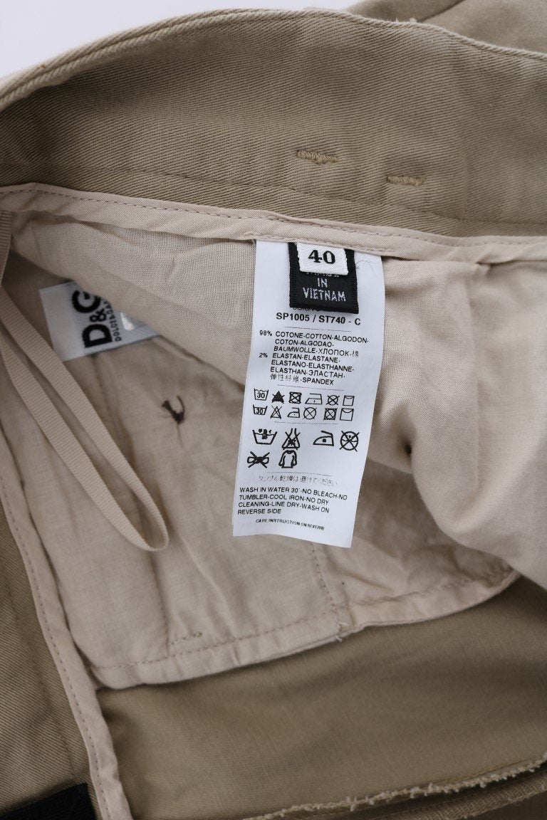 Beige Solid Pattern Casual Pants