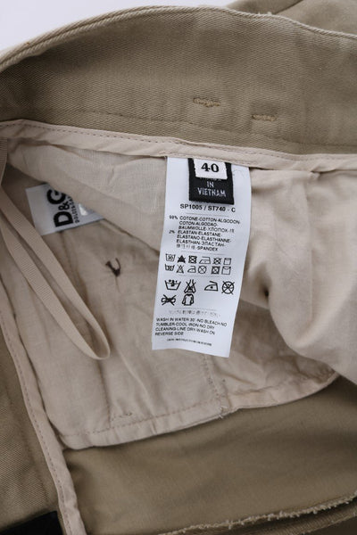Beige Solid Pattern Casual Pants