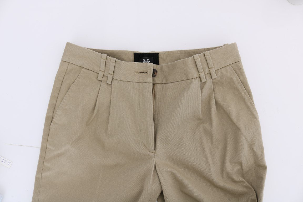 Beige Solid Pattern Casual Pants