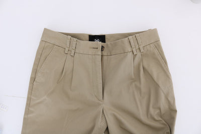 Beige Solid Pattern Casual Pants