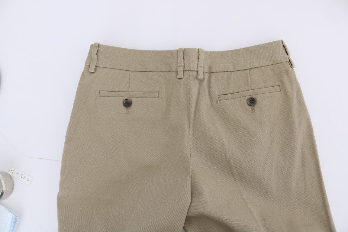 Beige Solid Pattern Casual Pants