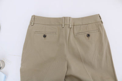 Beige Solid Pattern Casual Pants