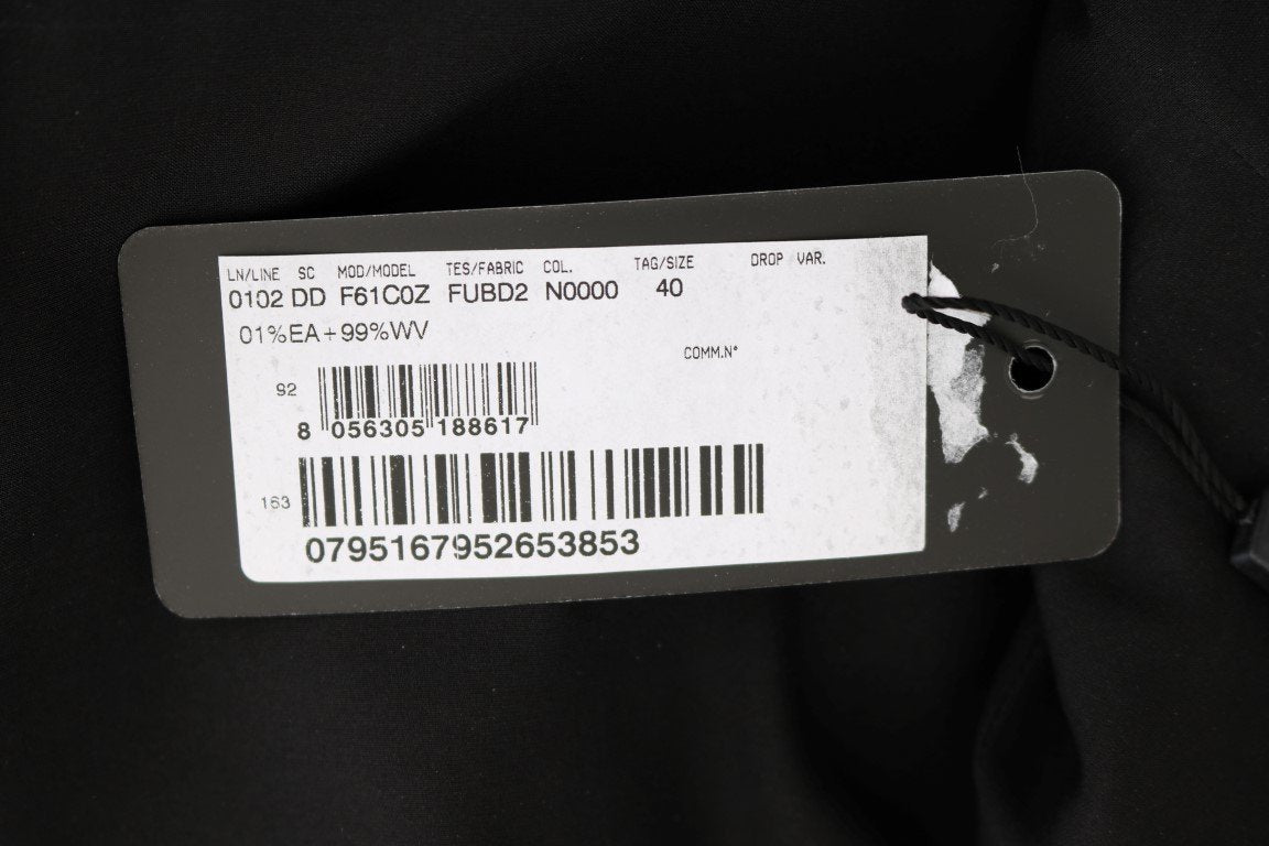 Black Wool Stretch Crystal Sheath Dress