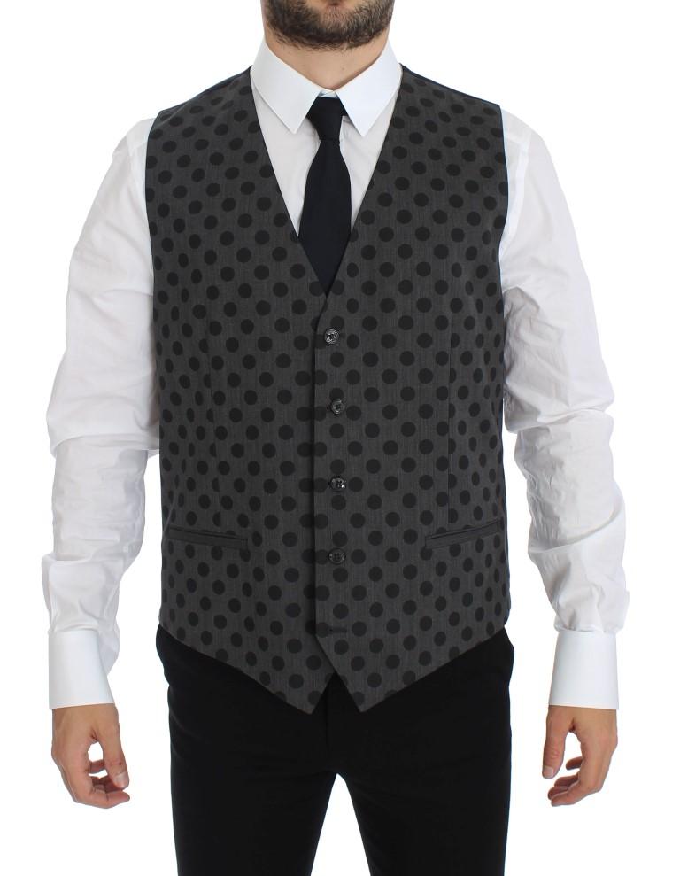 Gray Polka Slim Fit Wool Stretch Blazer