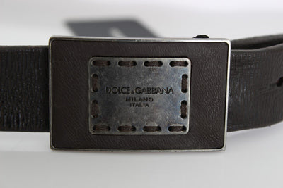 Brown Leather Casual Logo Buckle Belt