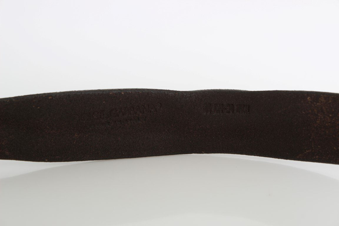 Brown Leather Casual Logo Buckle Belt