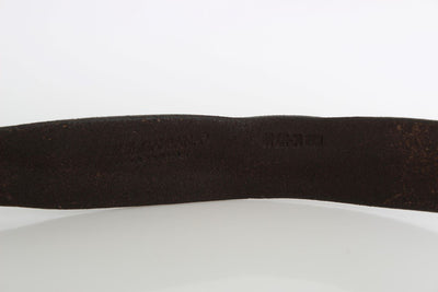 Brown Leather Casual Logo Buckle Belt