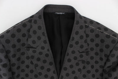 Gray Polka Slim Fit Wool Stretch Blazer