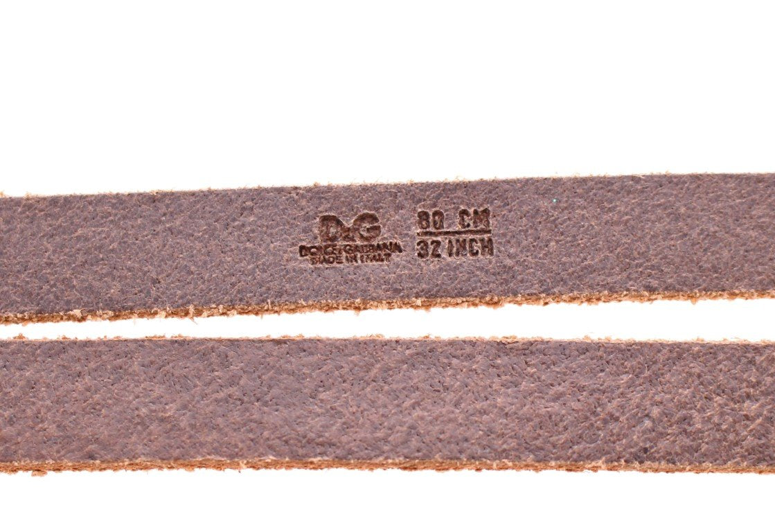 Brown Leather Logo Belt