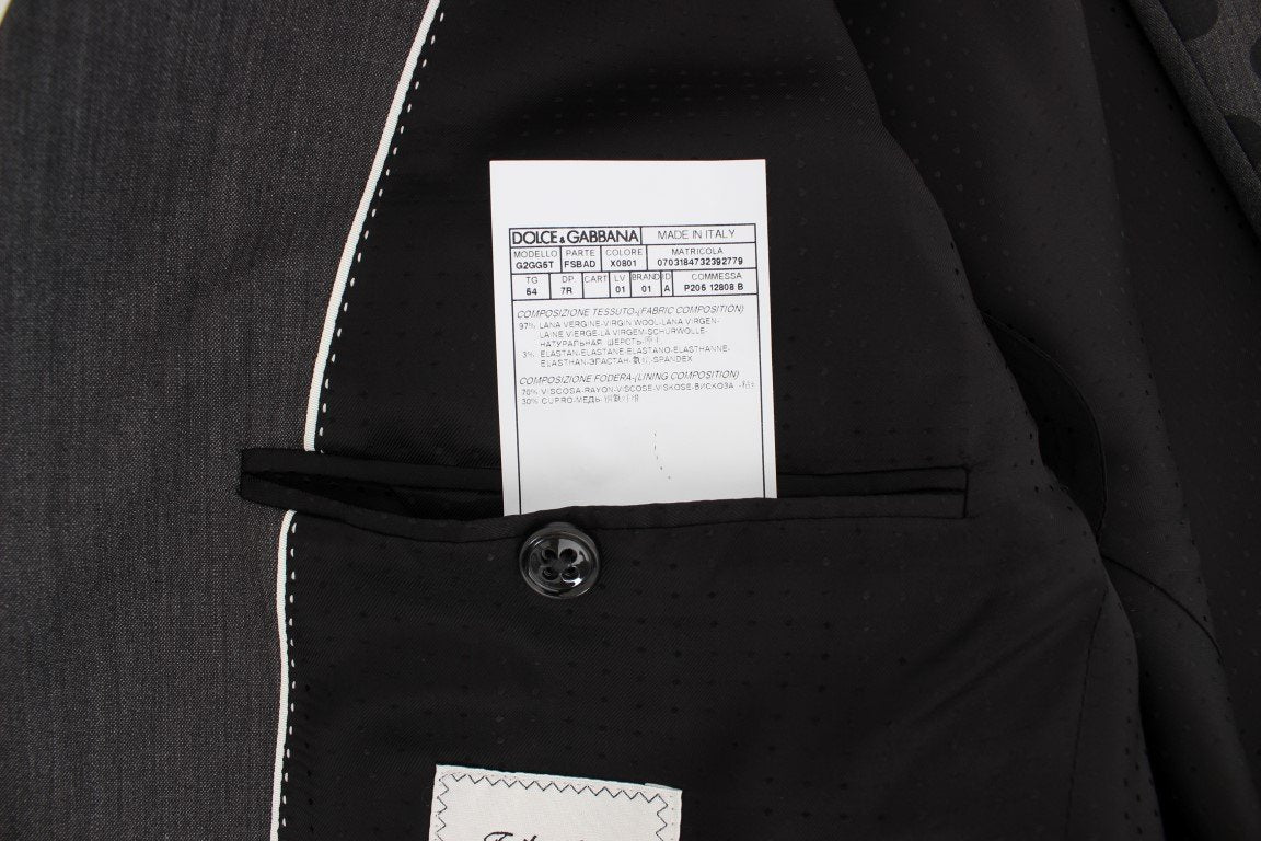 Gray Polka Slim Fit Wool Stretch Blazer