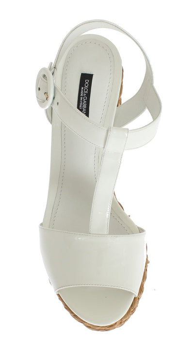 White Patent Leather Wedges Platform Shoes