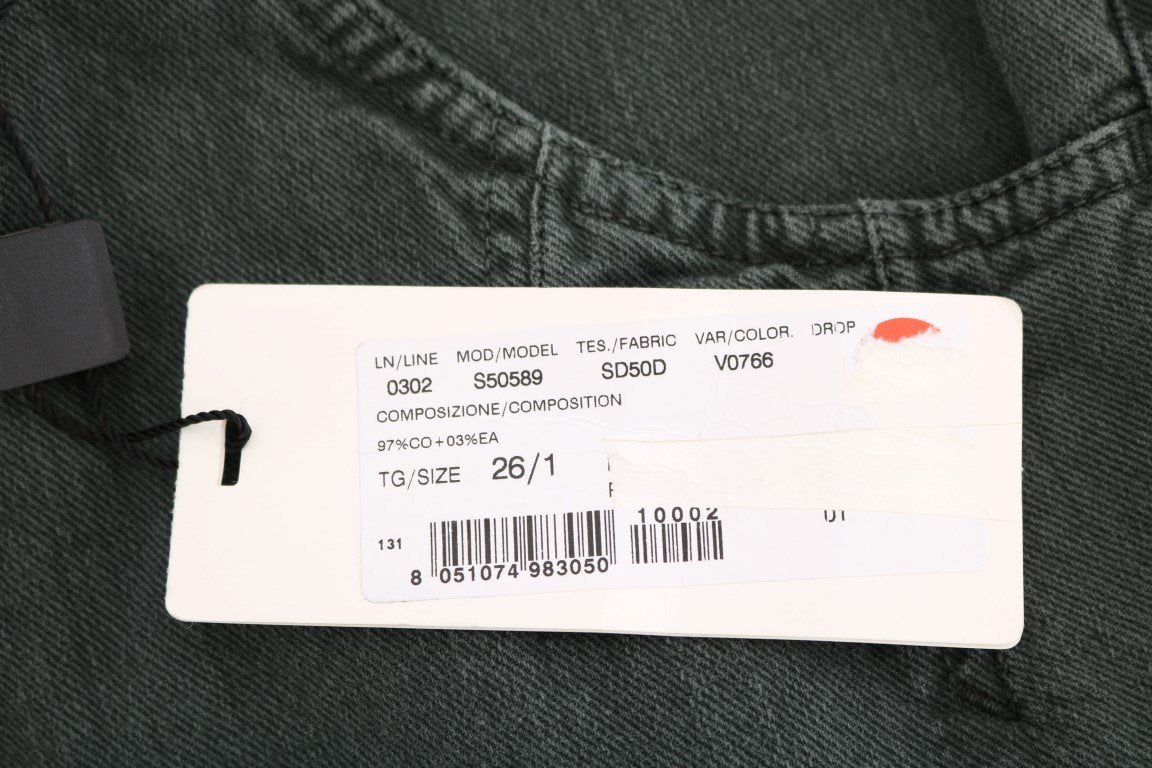 Gray Cotton High Waist Cropped Jeans
