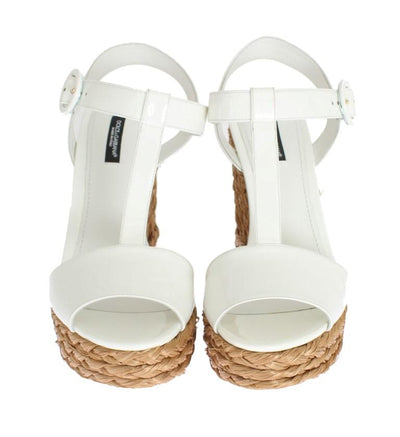 White Patent Leather Wedges Platform Shoes