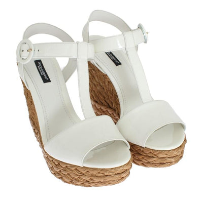 White Patent Leather Wedges Platform Shoes