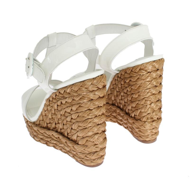 White Patent Leather Wedges Platform Shoes