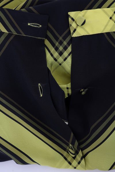 Yellow Black Silk Long Straight Skirt