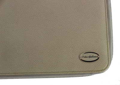 White Leather Organizer Folio Bag