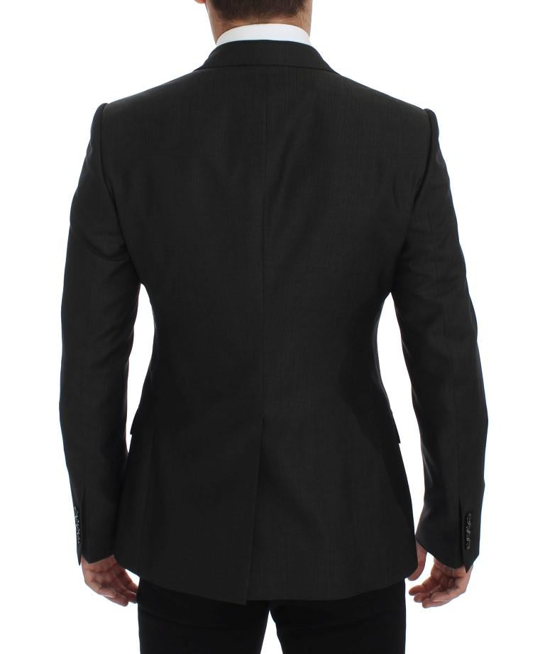Gray Slim Fit Wool Silk Blazer