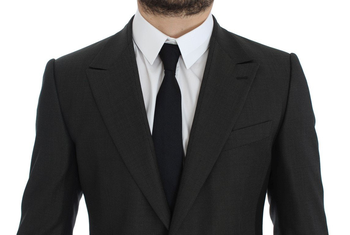 Gray Slim Fit Wool Silk Blazer