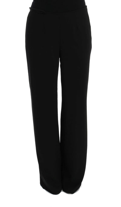 Black Silk Straight Fit Dress Pants