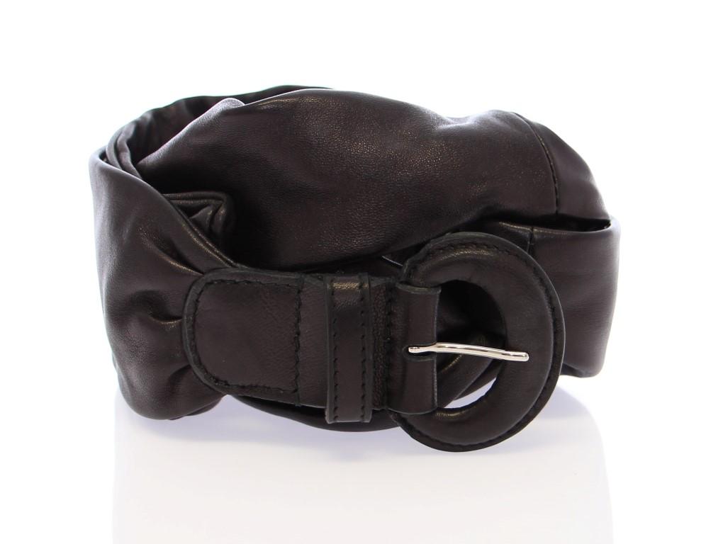 Black Purple Leather Logo Belt Wide Waist