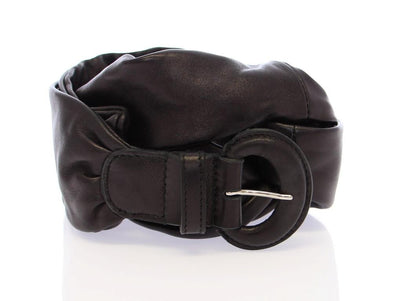 Black Purple Leather Logo Belt Wide Waist
