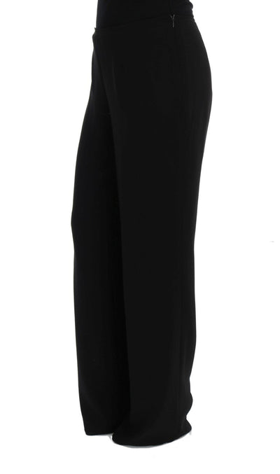 Black Silk Straight Fit Dress Pants