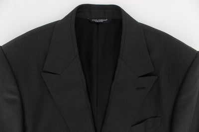 Gray Slim Fit Wool Silk Blazer