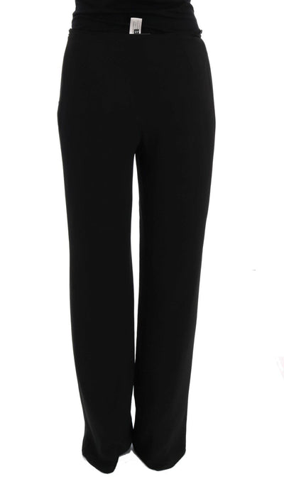 Black Silk Straight Fit Dress Pants
