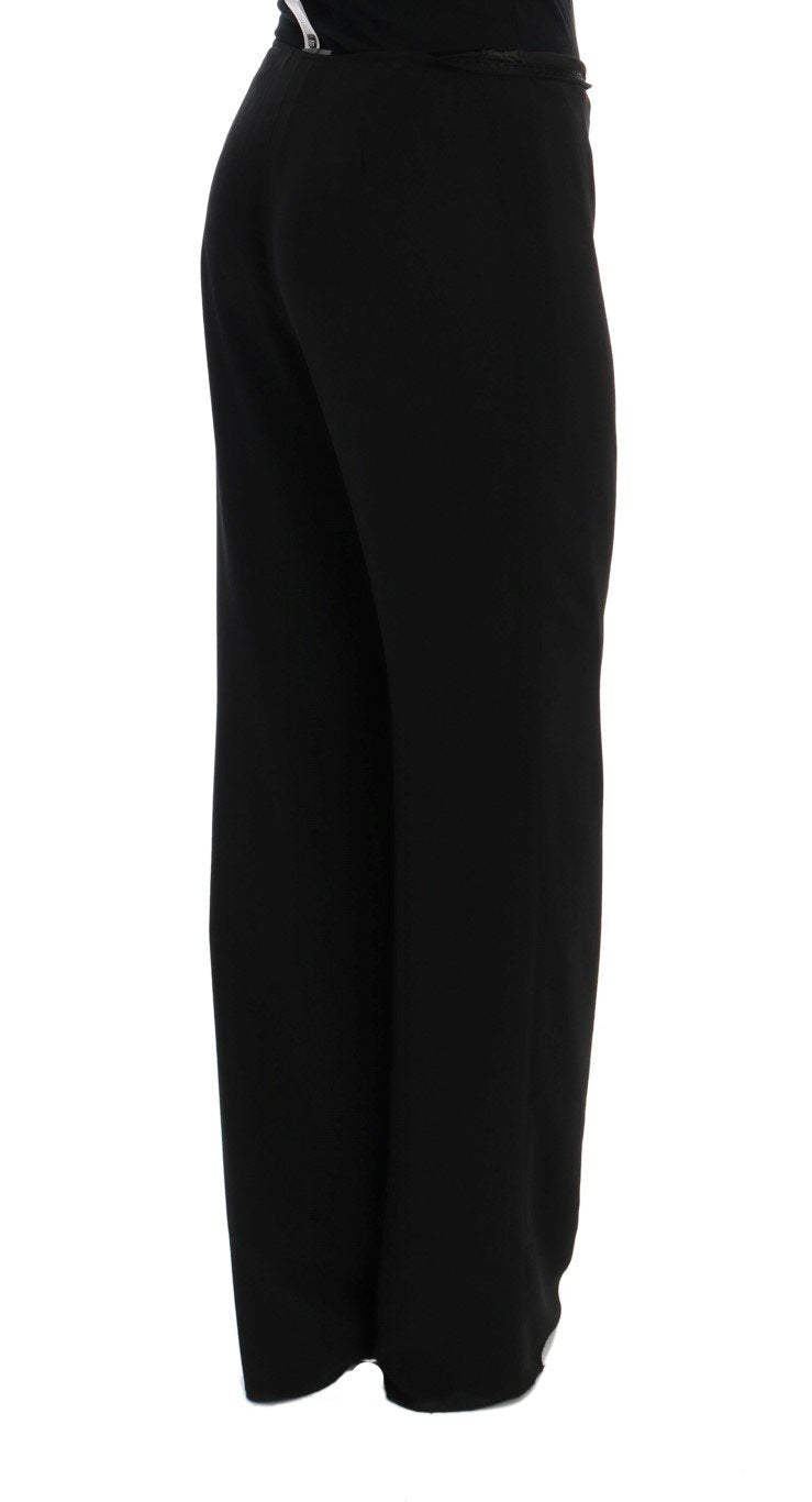 Black Silk Straight Fit Dress Pants