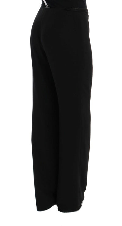 Black Silk Straight Fit Dress Pants