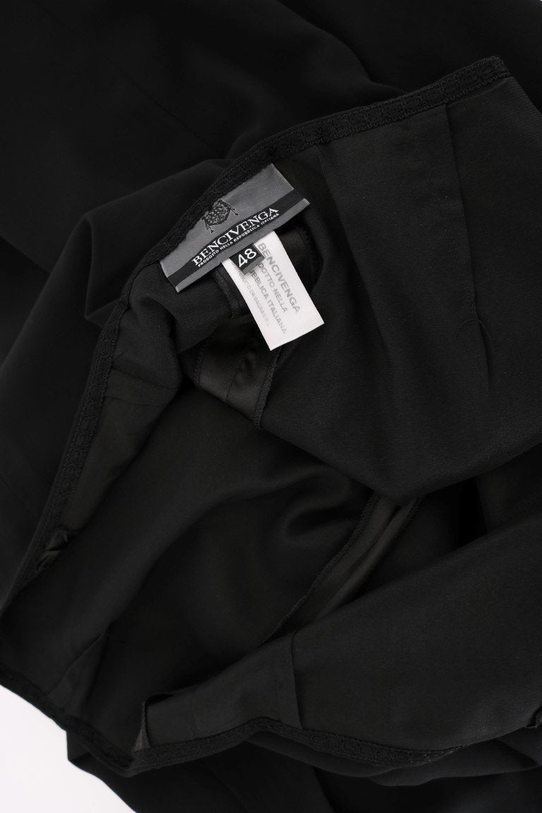 Black Silk Straight Fit Dress Pants