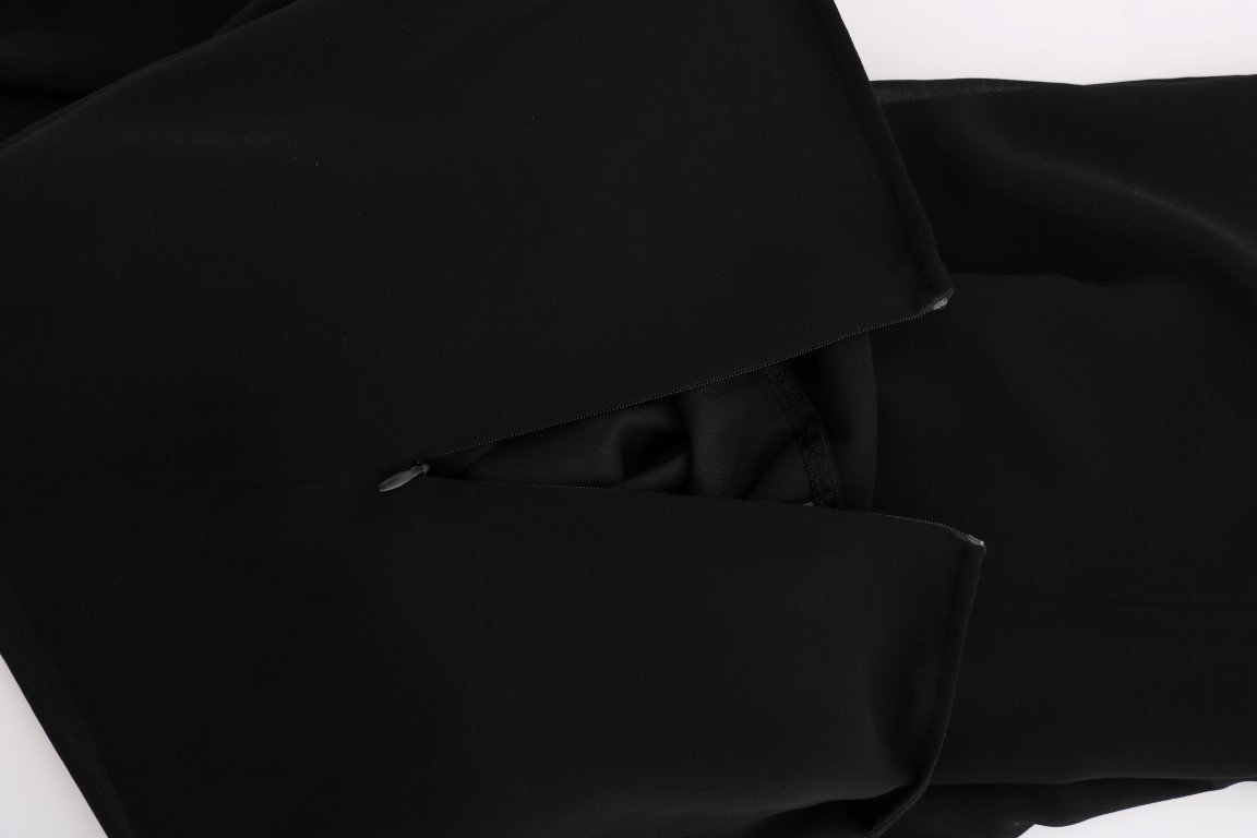 Black Silk Straight Fit Dress Pants