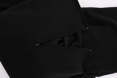 Black Silk Straight Fit Dress Pants