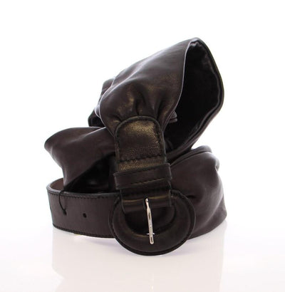 Black Purple Leather Logo Belt Wide Waist
