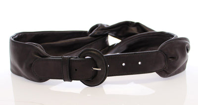 Black Purple Leather Logo Belt Wide Waist