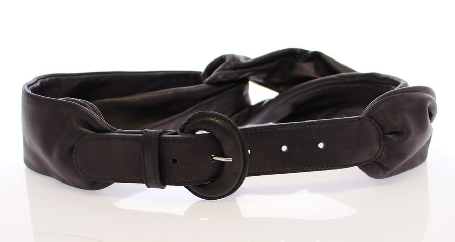 Black Purple Leather Logo Belt Wide Waist