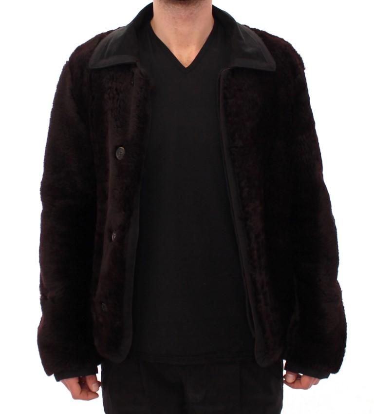 Runway Brown Shearling Leather Jacket Coat
