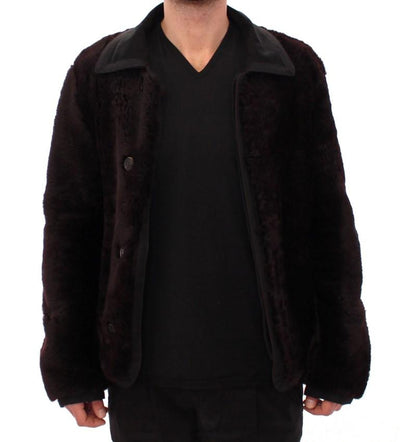 Runway Brown Shearling Leather Jacket Coat