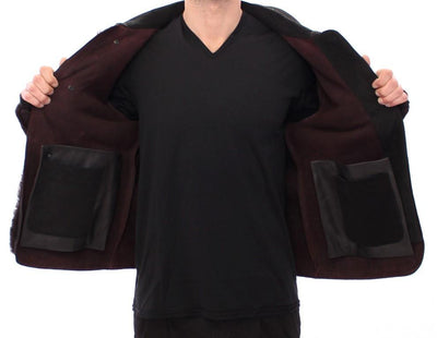 Runway Brown Shearling Leather Jacket Coat